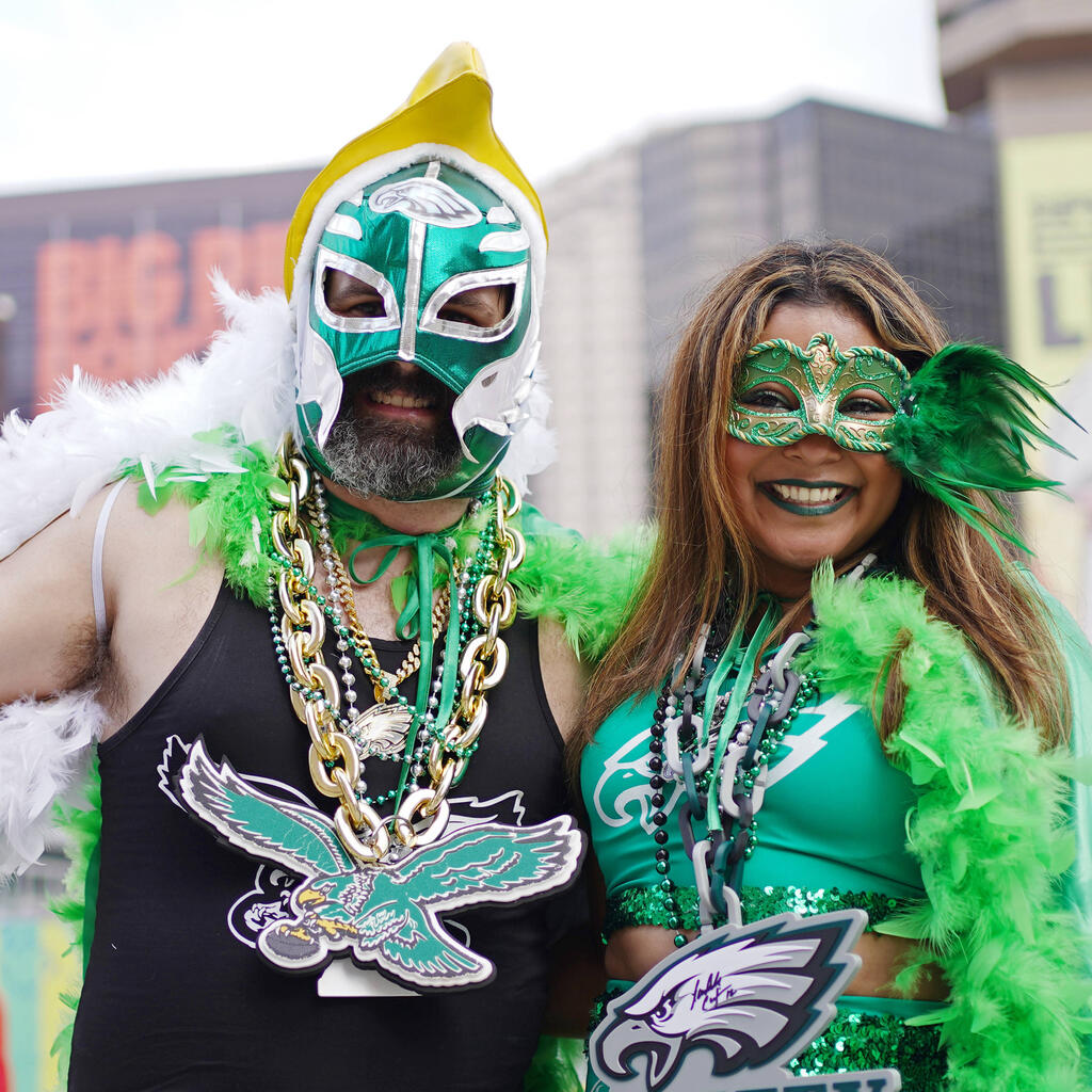 Die Eagles-Fans zeigten in der Stadt Flagge