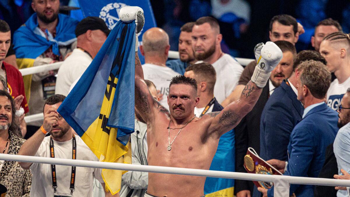 Oleksandr Usyk nach seinem Kampf gegen Daniel Dubois 2023